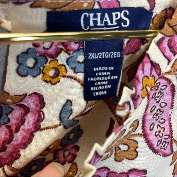 Chaps Boho Floral Polka Dot Baby Doll Cottagecore Long Sleeve Dress - Picture 6 of 10